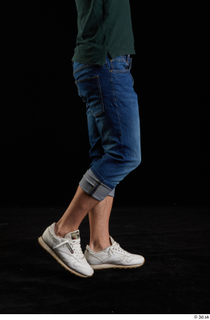 Trent  1 blue jeans calf dressed flexing side view…